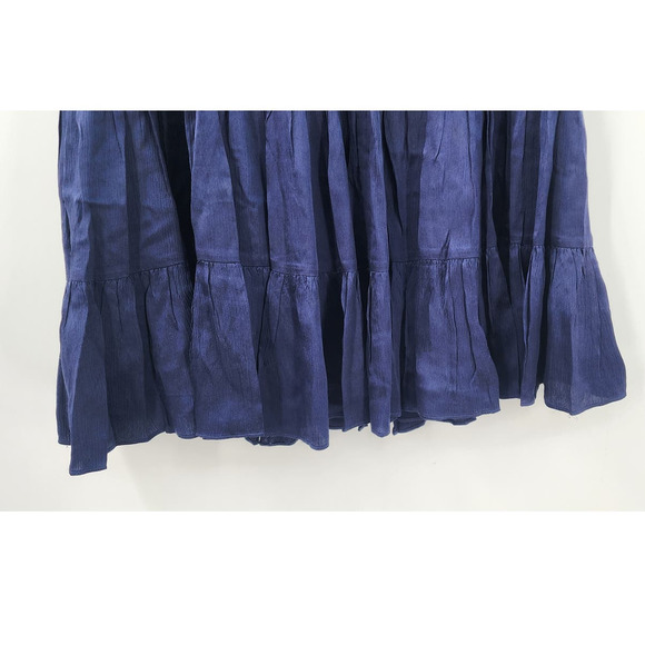 Lilly Pulitzer 100% Silk Blue Drop Waist Navy Casual Skirt Size 6 Tiered Crinkle - Picture 5 of 10